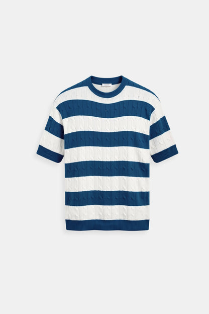 Maglione Uomo a Righe Manica Corta Morbido