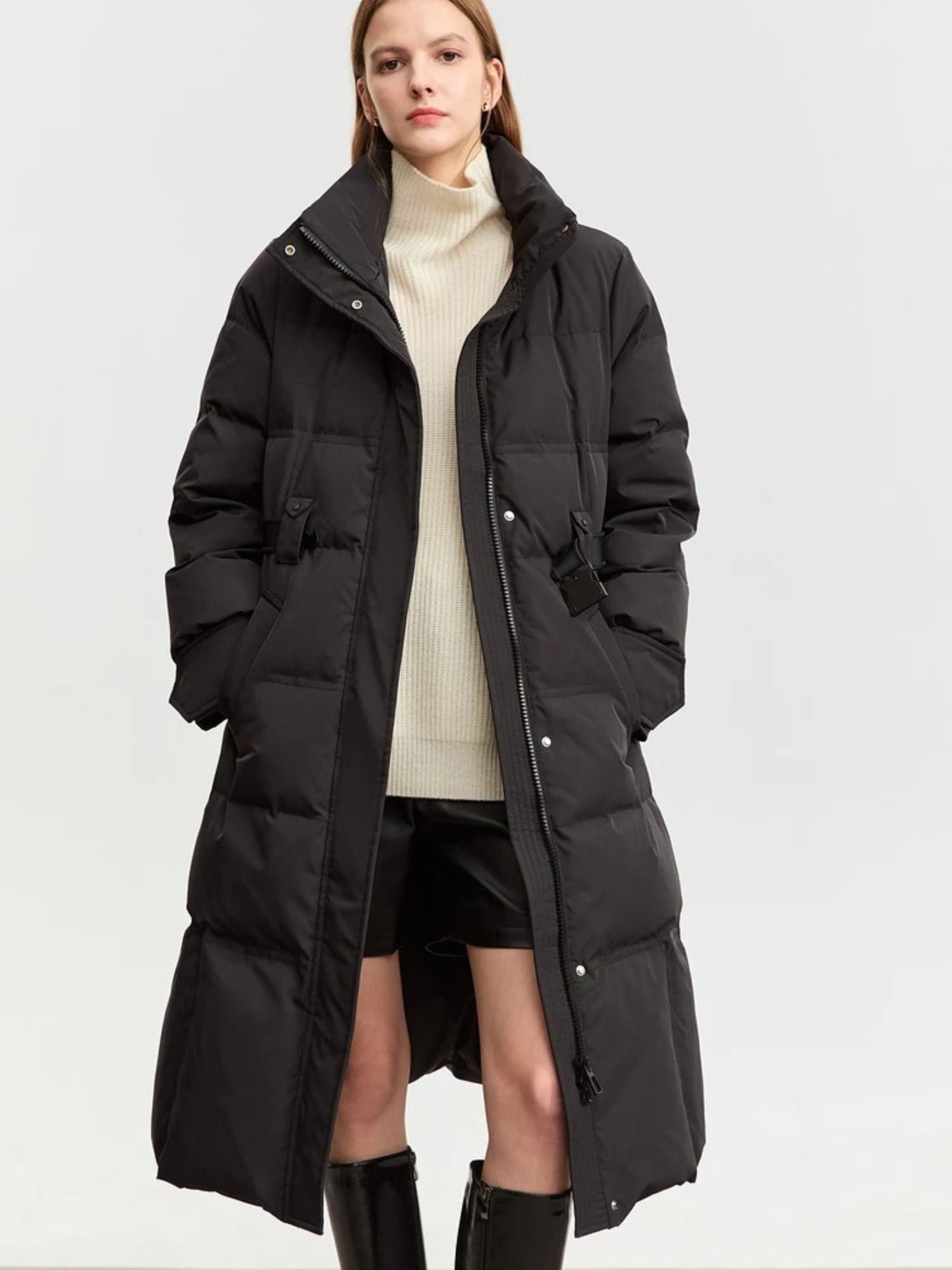 Cappotto Lungo Uomo Imbottito Cappuccio Staccabile Colletto Pelliccia - Brentozzi