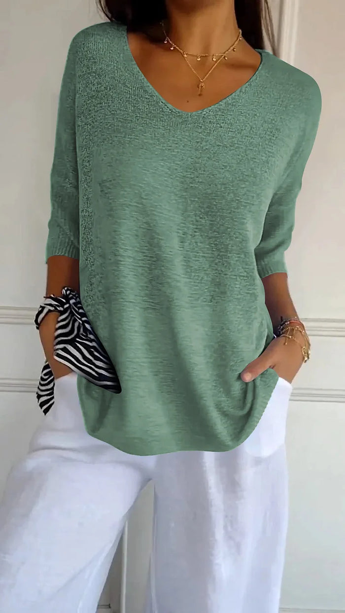 T-shirt Donna Scollo a V Manica Casual