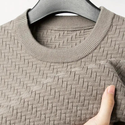 Maglione Uomo Girocollo con Motivo a Rilievo
