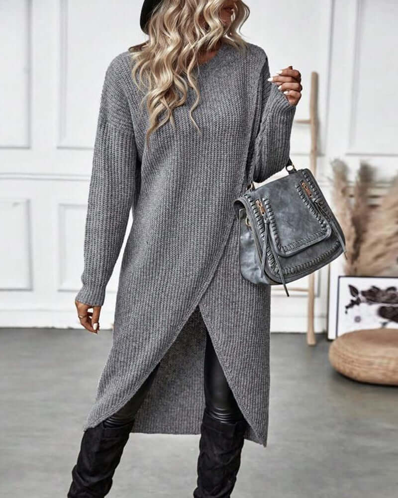 Abito Maglione Donna in Maglia Patchwork Manica Lunga