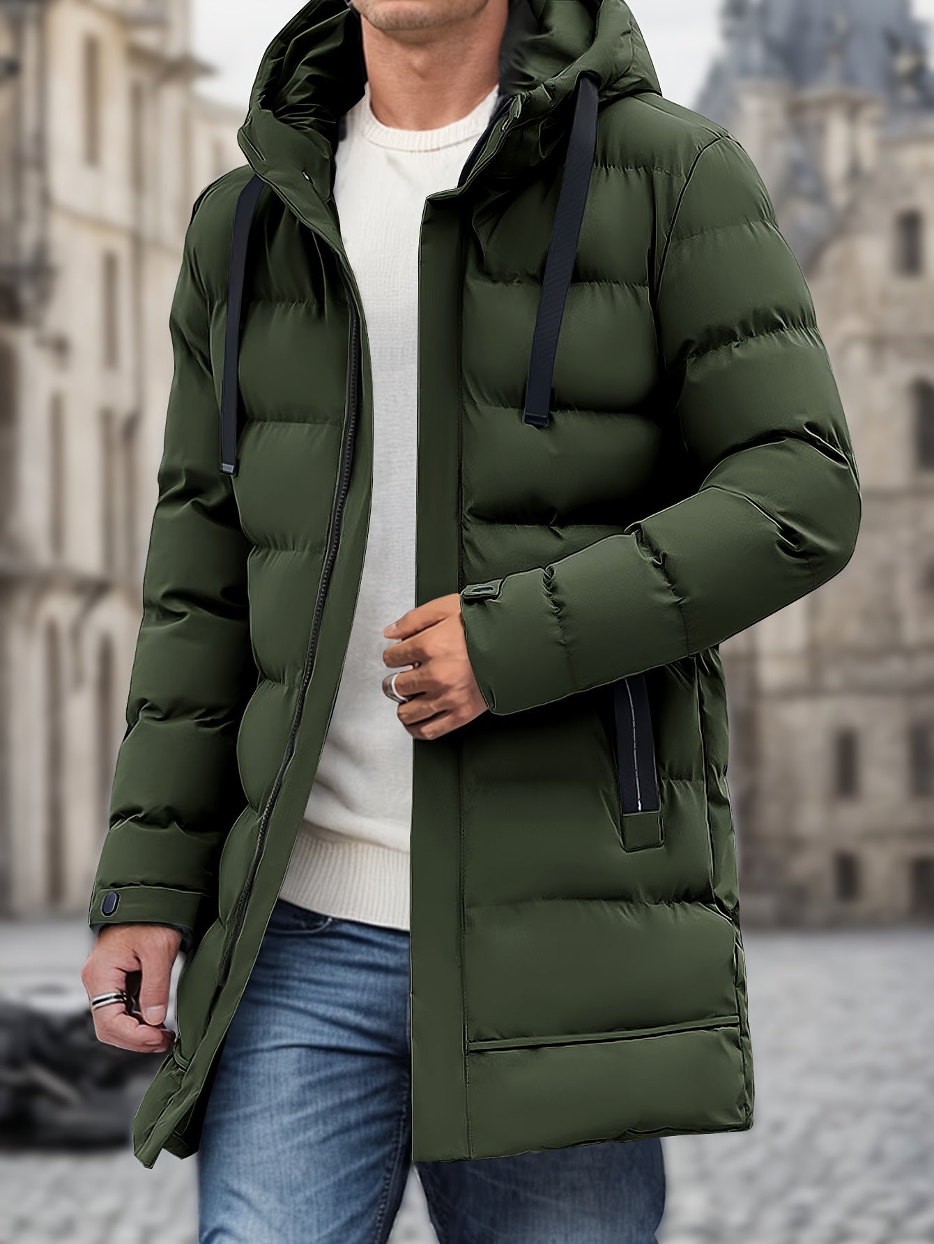 Giacca Invernale Uomo Cotone con Cappuccio e Tasche Large