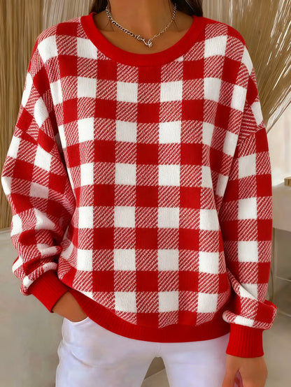 Maglione Uomo a Maglia con Motivo a Quadri Regular Fit - Brentozzi