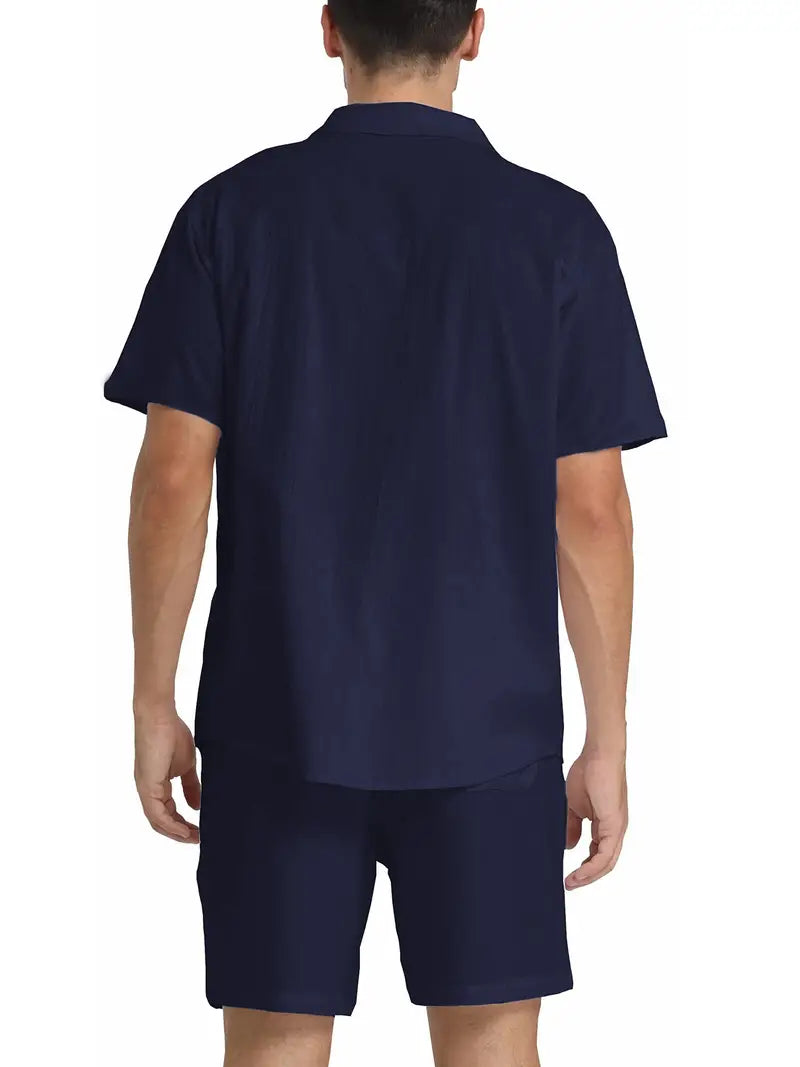 Completo Uomo Camicia Manica Corta con Bottoni e Pantaloncini