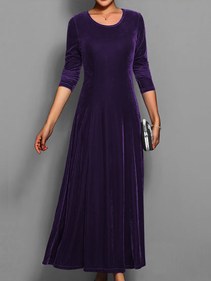 Abito Midi Donna Manica Lunga Casual Elegante Autunnale