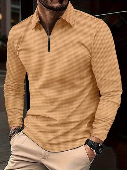Maglia Uomo in Tessuto Waffle Manica Lunga Scollo a V