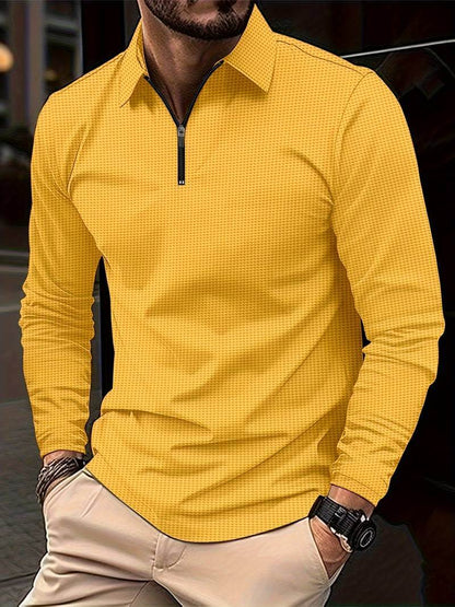Maglia Uomo in Tessuto Waffle Manica Lunga Scollo a V