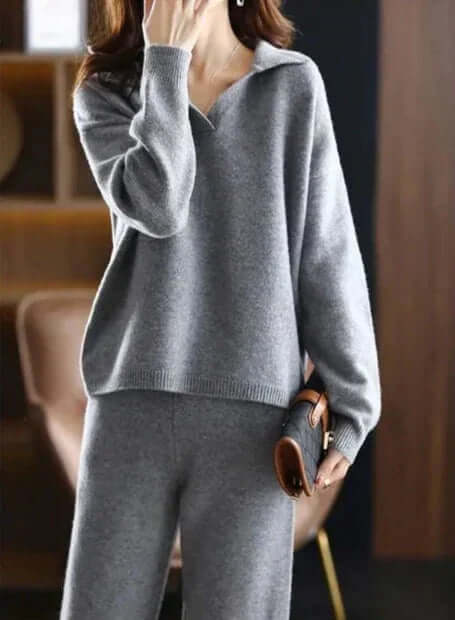 Completo Donna Maglione Polo Oversize e Pantaloni Dritti