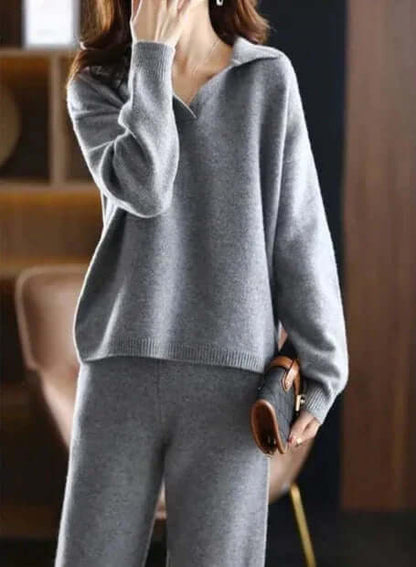 Completo Donna Maglione Polo Oversize e Pantaloni Dritti