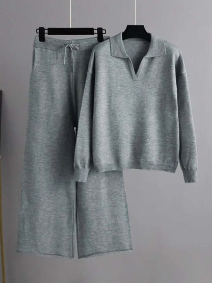 Completo Donna Maglione Polo Oversize e Pantaloni Dritti