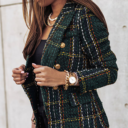 Blazer Donna in Maglia con Motivo a Quadri Vestibilità Classica - Brentozzi