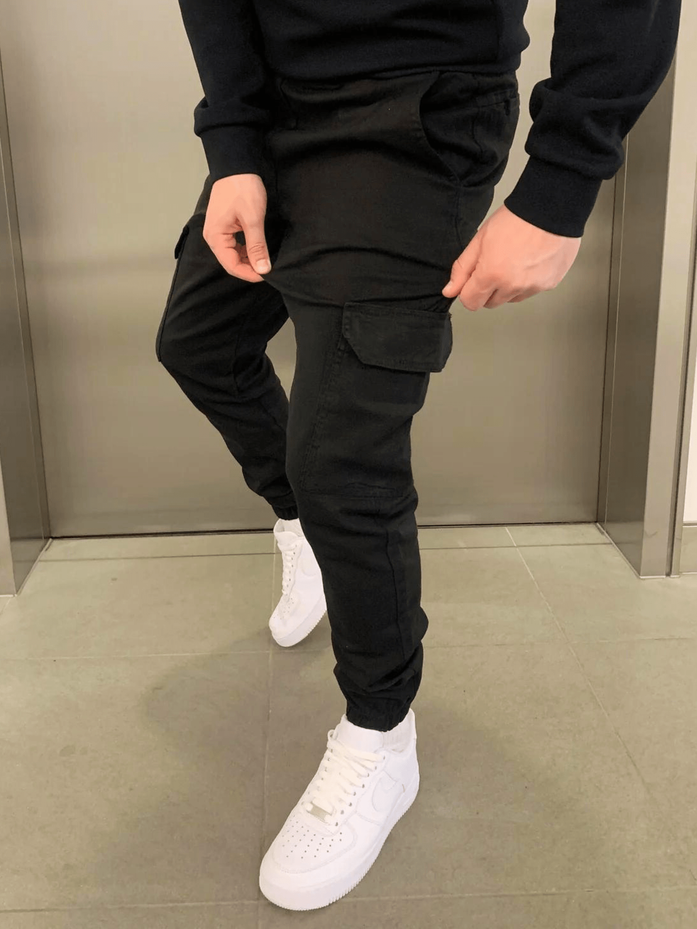 Pantaloni Cargo Uomo Lavoro Jogger Elastico