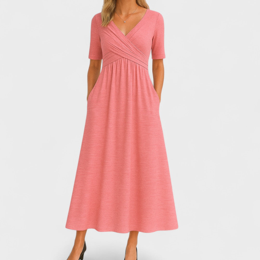 Abito Maxi Donna Scollo a V Manica Corta