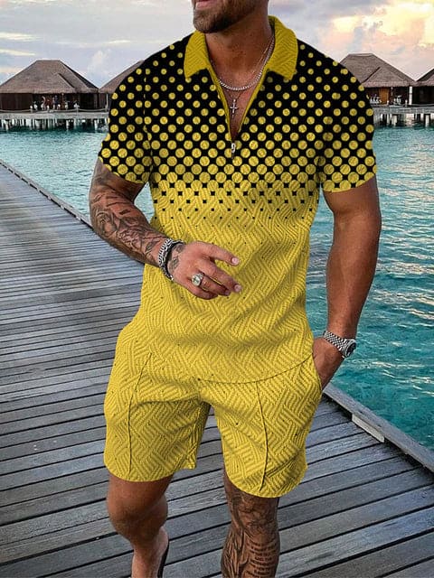 Completo Tempo Libero Uomo Due Pezzi con Stampa Casual