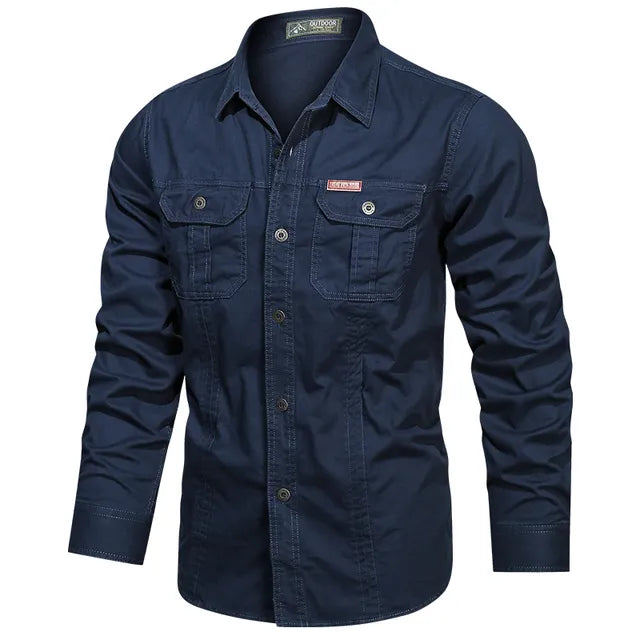 Camicia Uomo Manica Lunga Tasche Utility Regular Fit
