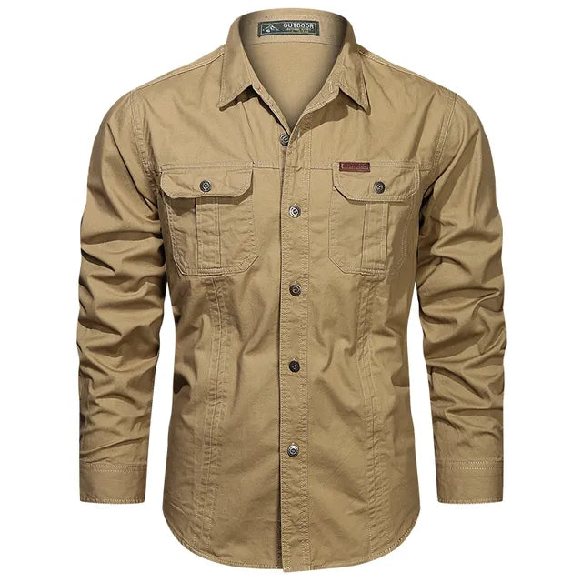 Camicia Uomo Manica Lunga Tasche Utility Regular Fit