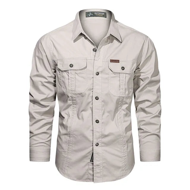 Camicia Uomo Manica Lunga Tasche Utility Regular Fit