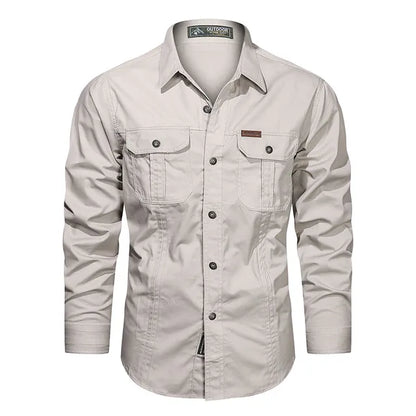Camicia Uomo Manica Lunga Tasche Utility Regular Fit