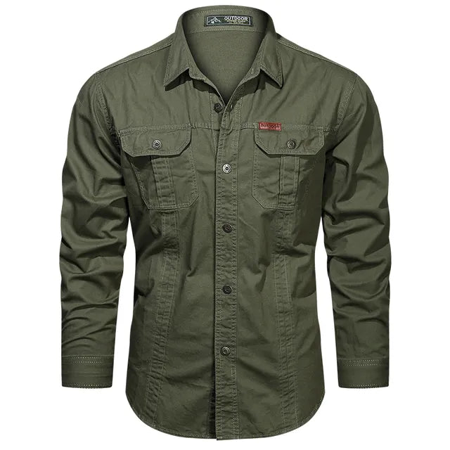 Camicia Uomo Manica Lunga Tasche Utility Regular Fit