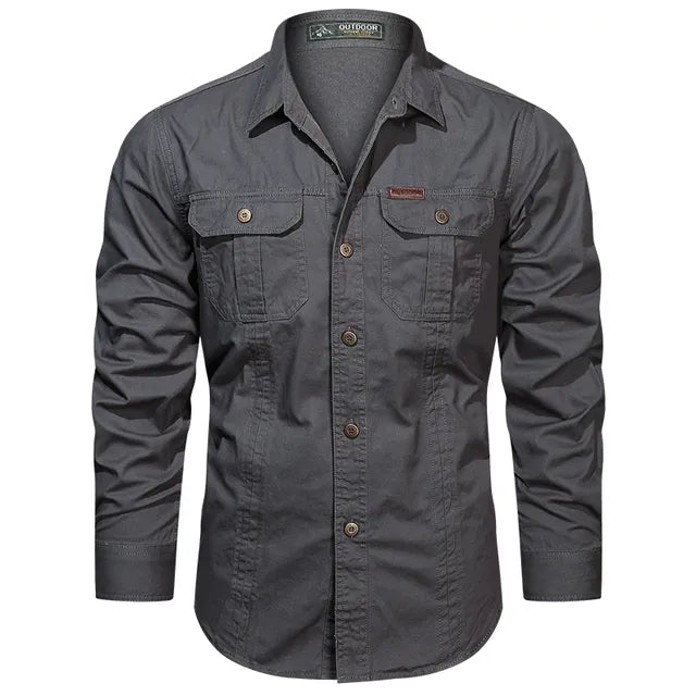 Camicia Uomo Manica Lunga Tasche Utility Regular Fit
