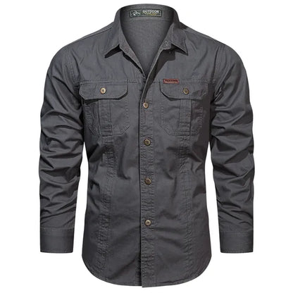 Camicia Uomo Manica Lunga Tasche Utility Regular Fit