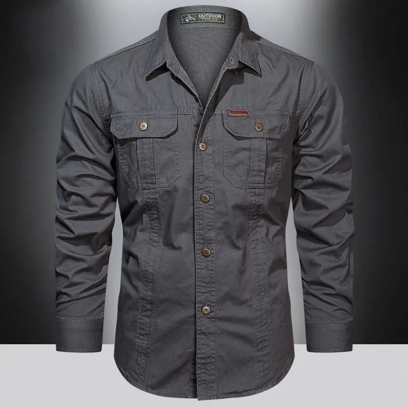 Camicia Uomo Manica Lunga Tasche Utility Regular Fit