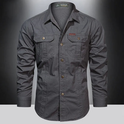 Camicia Uomo Manica Lunga Tasche Utility Regular Fit