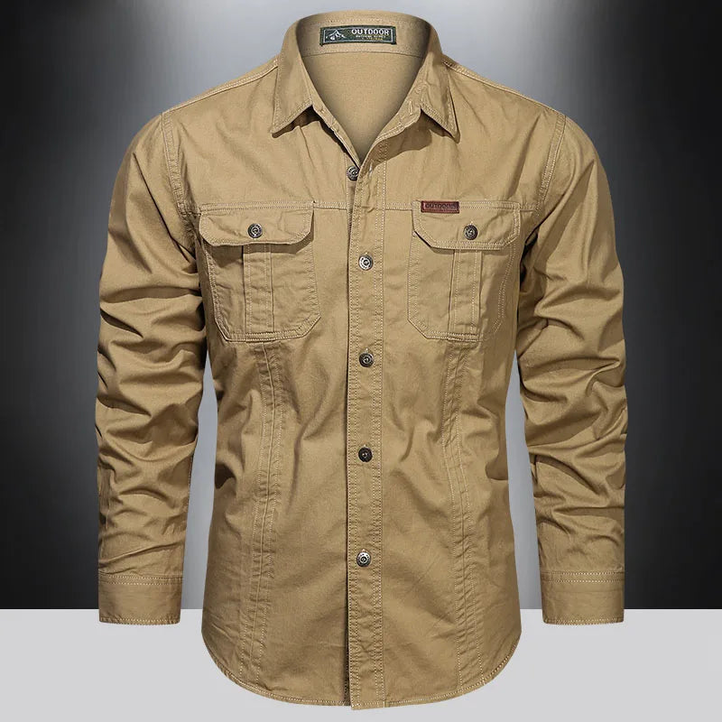 Camicia Uomo Manica Lunga Tasche Utility Regular Fit