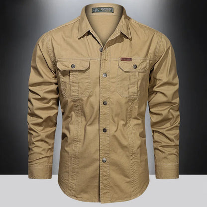 Camicia Uomo Manica Lunga Tasche Utility Regular Fit