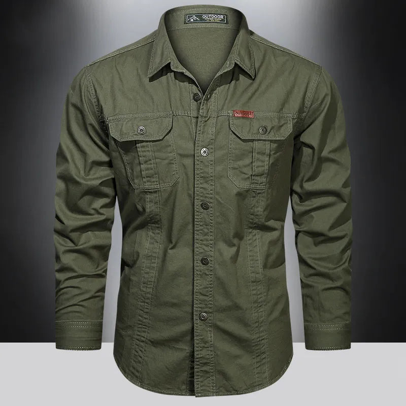 Camicia Uomo Manica Lunga Tasche Utility Regular Fit