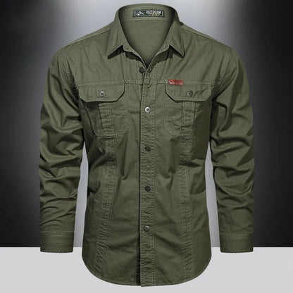 Camicia Uomo Manica Lunga Tasche Utility Regular Fit