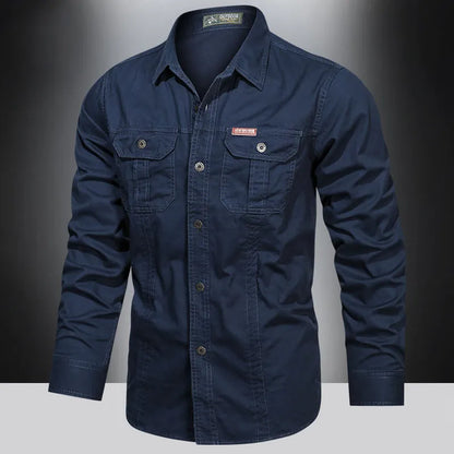 Camicia Uomo Manica Lunga Tasche Utility Regular Fit