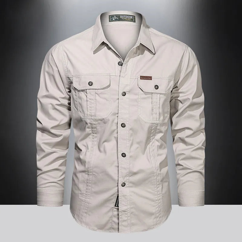 Camicia Uomo Manica Lunga Tasche Utility Regular Fit - Brentozzi
