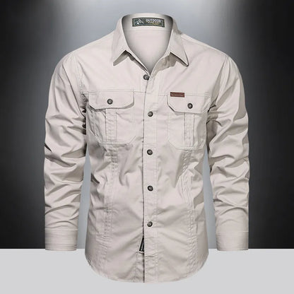 Camicia Uomo Manica Lunga Tasche Utility Regular Fit - Brentozzi