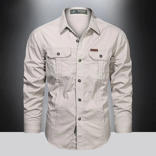 Camicia Uomo Manica Lunga Tasche Utility Regular Fit - Brentozzi