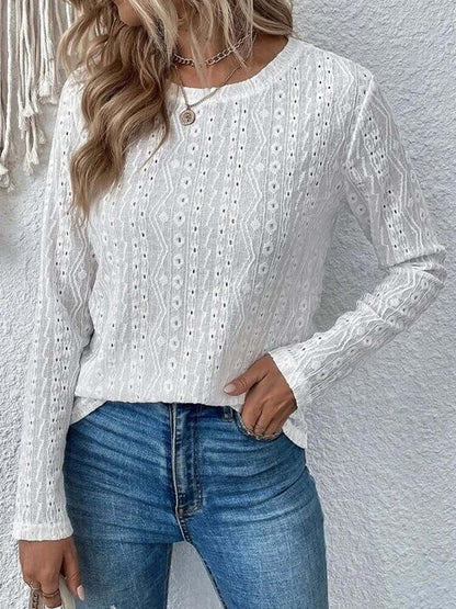 Blusa Donna in Pizzo Manica Lunga Elegante