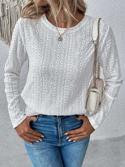 Blusa Donna in Pizzo Manica Lunga Elegante