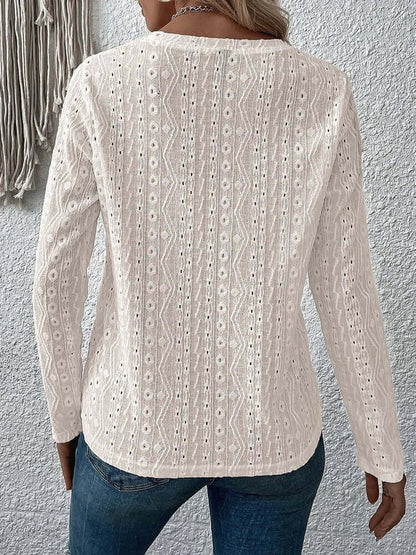 Blusa Donna in Pizzo Manica Lunga Elegante