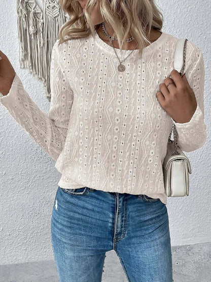 Blusa Donna in Pizzo Manica Lunga Elegante