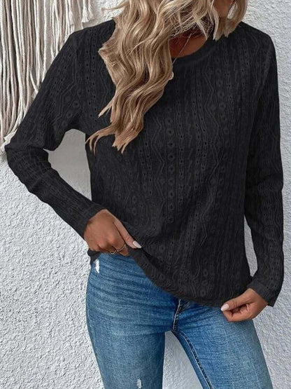 Blusa Donna in Pizzo Manica Lunga Elegante