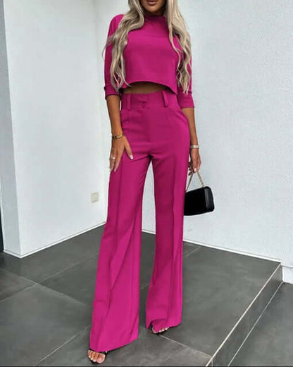Completo Donna e Pantaloni Tessuto Tweed Stile Elegante