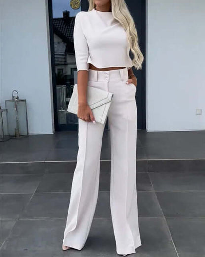 Completo Donna e Pantaloni Tessuto Tweed Stile Elegante