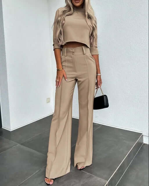 Completo Donna e Pantaloni Tessuto Tweed Stile Elegante