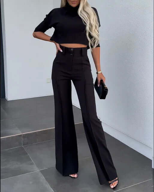 Completo Donna e Pantaloni Tessuto Tweed Stile Elegante