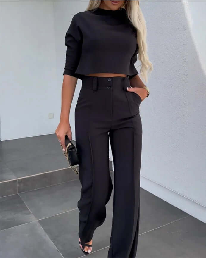 Completo Donna e Pantaloni Tessuto Tweed Stile Elegante