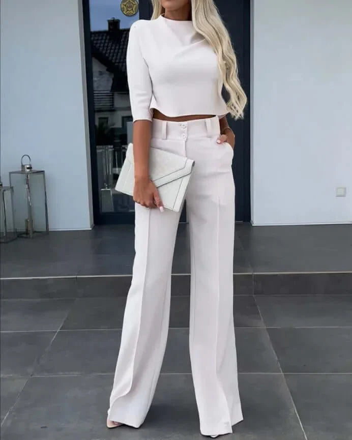 Completo Donna e Pantaloni Tessuto Tweed Stile Elegante