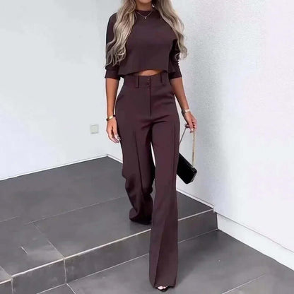 Completo Donna e Pantaloni Tessuto Tweed Stile Elegante