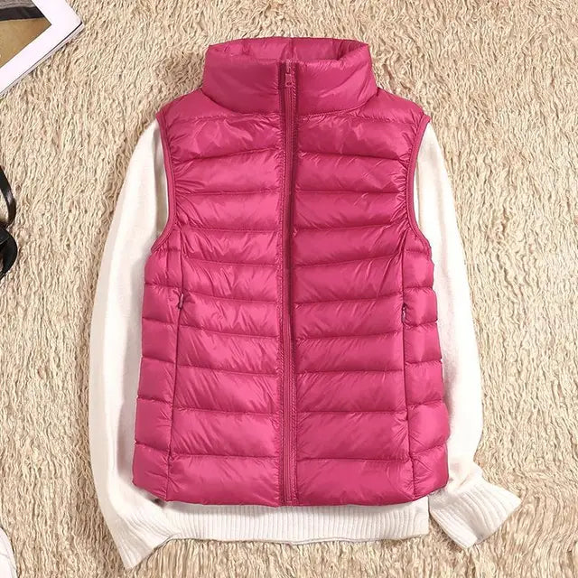 Gilet Imbottito Donna Leggero Senza Maniche Collo Alto