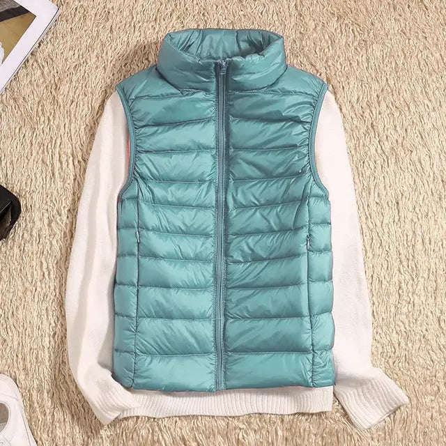 Gilet Imbottito Donna Leggero Senza Maniche Collo Alto