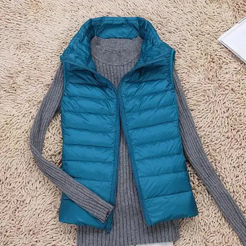 Gilet Imbottito Donna Leggero Senza Maniche Collo Alto